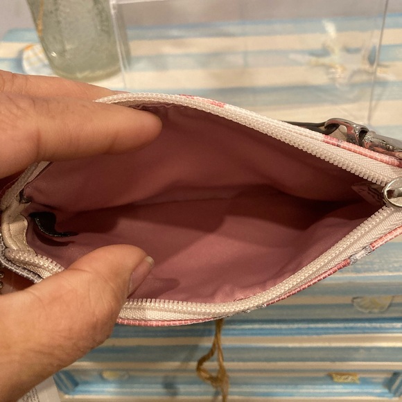 Coach Signature C Large Wristlet Soho Optic Pink Canvas Leather Trim - Picture 4 of 6